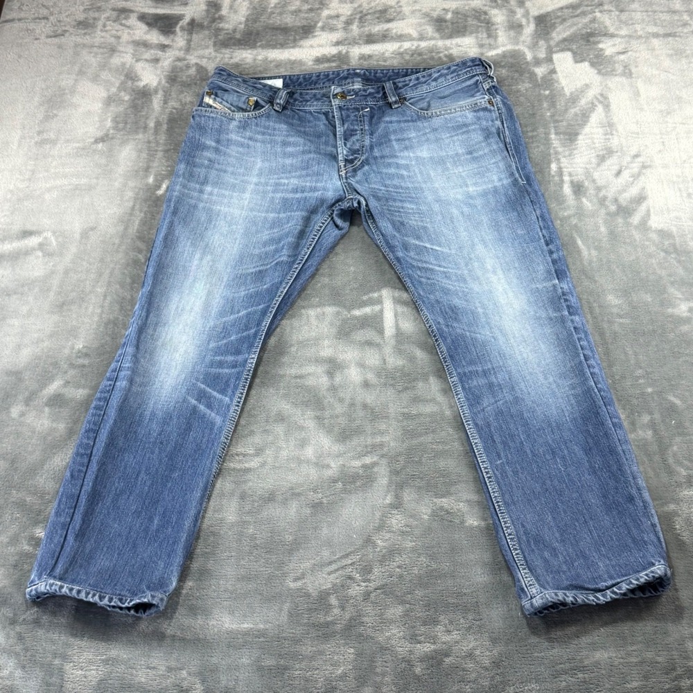 Diesel New-Fanker Mens Regular Slim Bootcut Jeans Blue Wash 0801Z W34 L29